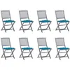 Image de vidaXL Chaises pliables d'extérieur lot de 8 et coussins Bois d'acacia