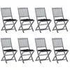 Image de Chaises pliables d extérieur lot de 8 et coussins Bois d acacia