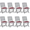 Image de vidaXL Lot de 8 Chaises Pliables d'Extérieur avec Coussins, Sièges de Terrasse, Chaises de Salle à Manger, Meubles de Patio Jardin, Bois d'Acacia
