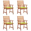 Image de Chaises à manger d extérieur lot de 4 et coussins Acacia massif