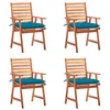 Image de vidaXL 4X Acacia Massif Chaises à Dîner d'Extérieur avec Coussins Chaises de Patio Sièges de Salle à Manger de Jardin Fauteuils de Terrasse