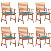 Image de vidaXL Chaises à manger d'extérieur lot de 6 et coussins Acacia massif