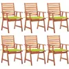 Image de vidaXL Chaises à manger d'extérieur lot de 6 et coussins Acacia massif