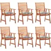 Image de vidaXL Chaises à manger d'extérieur lot de 6 et coussins Acacia massif