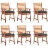 Image de vidaXL Chaises à manger d'extérieur lot de 6 et coussins Acacia massif