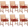 Image de vidaXL Chaises à manger d'extérieur lot de 6 et coussins Acacia massif