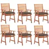 Image de vidaXL Chaises à manger d'extérieur lot de 6 et coussins Acacia massif