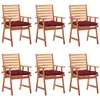 Image de vidaXL Chaises à manger d'extérieur lot de 6 et coussins Acacia massif