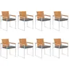 Image de vidaXL Chaises de jardin lot de 8 avec coussins Bois d'acacia solide