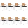 Image de vidaXL Chaises de jardin lot de 8 avec coussins Bois de teck massif