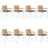 Image de vidaXL Chaises de jardin lot de 8 avec coussins Bois de teck massif