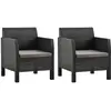 Image de vidaXL Chaises de jardin avec coussins lot de 2 PP Rotin Anthracite