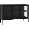 Image de vidaXL Buffet Armoire Latérale Armoire de Rangement Meuble de Rangement Salon Salle de Séjour Intérieur Noir 105x35x70 cm Acier et Verre