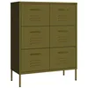 Image de vidaXL Armoire à Tiroirs Meuble de Rangement Armoire de Rangement Buffet Salon Salle de Séjour Intérieur Vert Olive 80x35x101,5 cm Acier