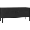 Image de vidaXL Meuble TV Armoire Basse Centre de Divertissement Meuble Stéréo Salon Salle de Séjour Maison Intérieur Noir 105x35x50 cm Acier