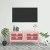 Image de vidaXL Meuble TV Rose 105x35x50 cm Acier
