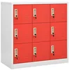 Image de vidaXL Armadietto a Chiave Grigio Chiaro e Rosso 90x45x92,5 cm Acciaio
