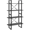 Image de Bibliothèque à 4 niveaux Gris 80x30x140 cm Bois de pin massif