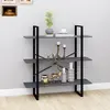 Image de vidaXL Bibliothèque à 3 niveaux Gris 100x30x105 cm Bois de pin massif