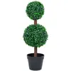 Image de vidaXL Plante de buis artificiel avec pot Forme de boule Vert 60 cm