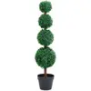 Image de vidaXL Plante de buis artificiel avec pot Forme de boule Vert 90 cm