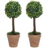 Image de vidaXL Plantes de buis artificiel 2 pcs avec pots Boule Vert 41 cm