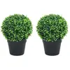 Image de vidaXL Plantes de buis artificiel 2 pcs avec pots Boule Vert 37 cm