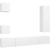 Image de vidaXL Ensemble de Meubles TV 5 pcs, Ensemble d'Armoires de Télévision avec Rangement, Meubles Télé de Salon, Blanc Bois d'Ingénierie