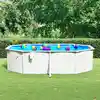 Image de vidaXL Piscine ovale avec parois en acier 490x360x120 cm Blanc