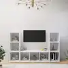 Image de vidaXL Meubles TV 3 pcs Blanc 107x35x37 cm Bois d'ingénierie