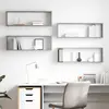 Image de vidaXL Étagères cube murales 4 pcs gris béton bois d'ingénierie