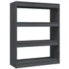 Image de vidaXL Pin Massif Bibliothèque Séparateur de Pièce Cloison de Séparation Armoire à Livres Rangement Diviseur Paravent Gris 100x30x103 cm