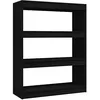 Image de vidaXL Pin Massif Bibliothèque Séparateur de Pièce Cloison de Séparation Armoire à Livres Rangement Diviseur Paravent Noir 100x30x103 cm