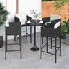 Image de vidaXL Tabourets de bar lot de 4 avec coussins noir résine tressée
