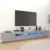 Image de vidaXL Meuble TV avec lumières LED Gris béton 260x35x40 cm