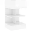 Image de vidaXL Table de Chevet, Armoire de Nuit avec Rangement, Armoire de Lit, Meuble de Chambre à Coucher, Scandinave, Blanc Brillant Bois d'Ingénierie