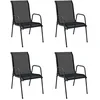 Image de Bussandri Exclusive Lot de 4 chaises de jardin en acier et textilène Noir