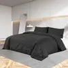 Image de vidaXL Ensemble de housse de couette Noir 140x200 cm Microfibre légère