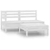 Image de Salon de jardin 3 pcs Bois de pin massif Blanc
