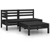 Image de vidaXL Salon de jardin 3 pcs Bois de pin massif Noir