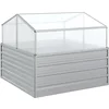 Image de vidaXL Lit Surélevé de Jardin avec Serre Jardinière Bac à Fleurs Pot de Plantes Lit de Plantation Balcon Extérieur 100x100x85 cm Argenté