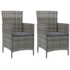 Image de Chaises de jardin avec coussins lot de 2 Résine tressée Gris