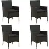 Image de vidaXL Chaises de jardin avec coussins lot de 4 Résine tressée Noir