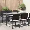 Image de vidaXL Table de jardin Marron 190x90x75 cm Verre trempé/résine tressée