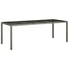 Image de Table de jardin gris 250x100x75 cm Verre trempé et poly rotin