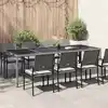 Image de vidaXL Table de jardin gris 250x100x75 cm Verre trempé et poly rotin