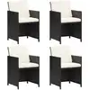 Image de vidaXL Chaises de jardin lot de 4 Résine tressée Noir