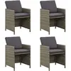 Image de vidaXL Chaises de jardin avec coussins lot de 4 Résine tressée Gris