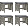 Image de Tabourets de jardin lot de 4 avec coussins Résine tressée Gris