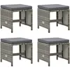 Image de vidaXL Tabourets de jardin lot de 4 avec coussins Résine tressée Gris